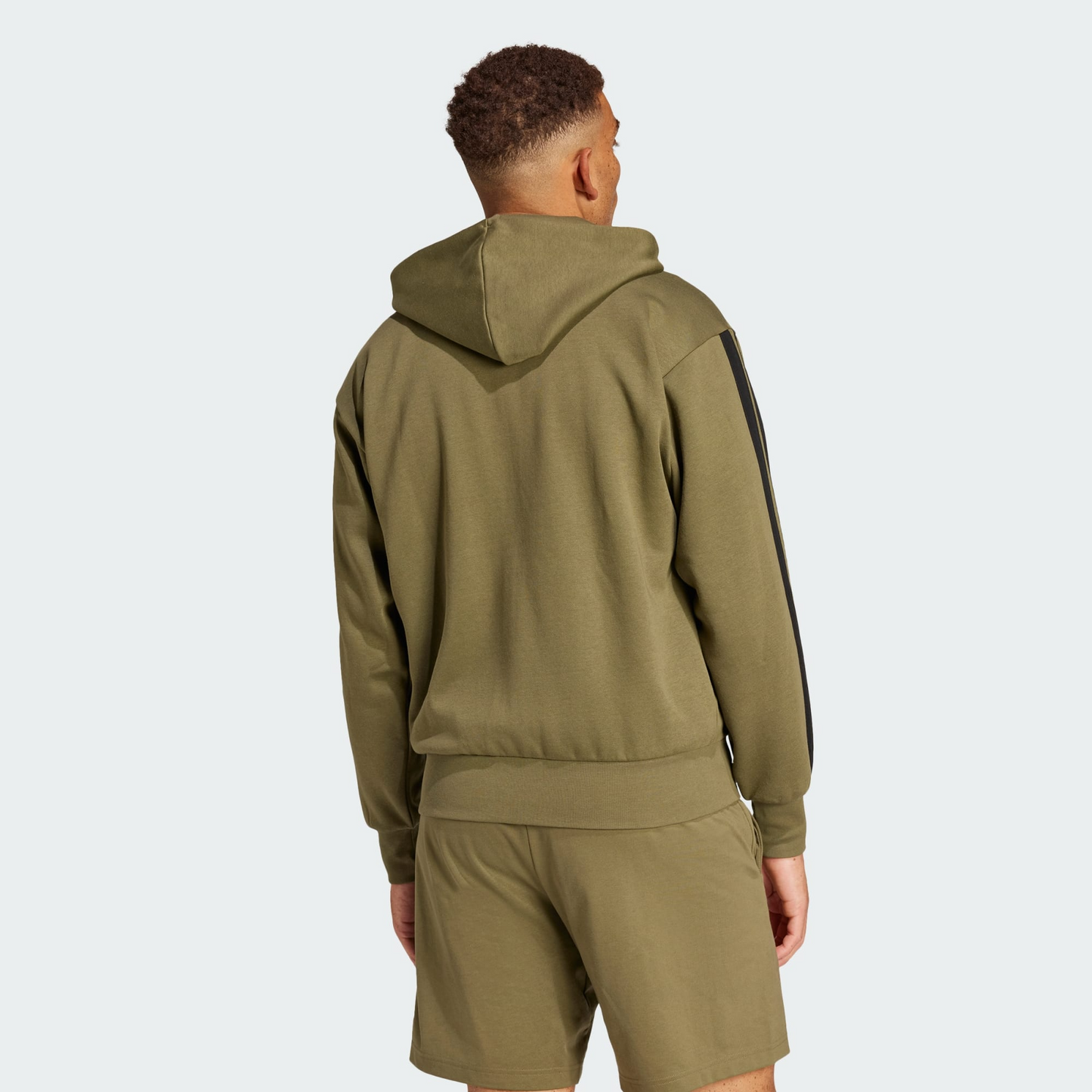 Essentials 3-Stripes Fleece Hoodie |Olive|Adidas Brand|