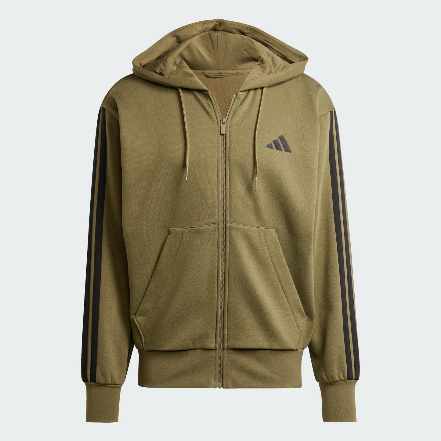 Essentials 3-Stripes Fleece Hoodie |Olive|Adidas Brand|