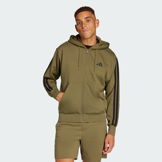 Essentials 3-Stripes Fleece Hoodie |Olive|Adidas Brand|