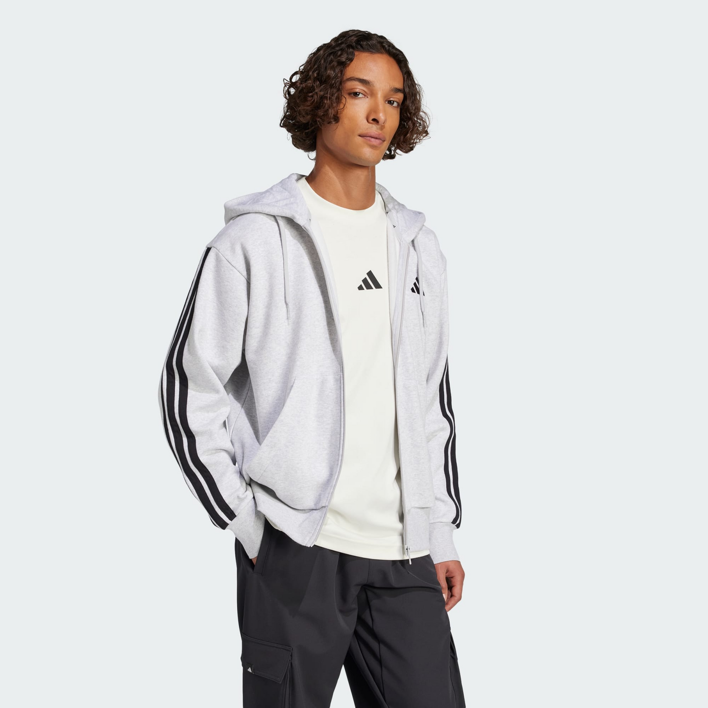 Essentials 3-Stripes Fleece Hoodie | gray | Adidas Brand |