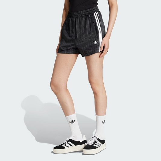 adidas Originals Pinstripe Satin Shorts | Black | Women | Wellstow |